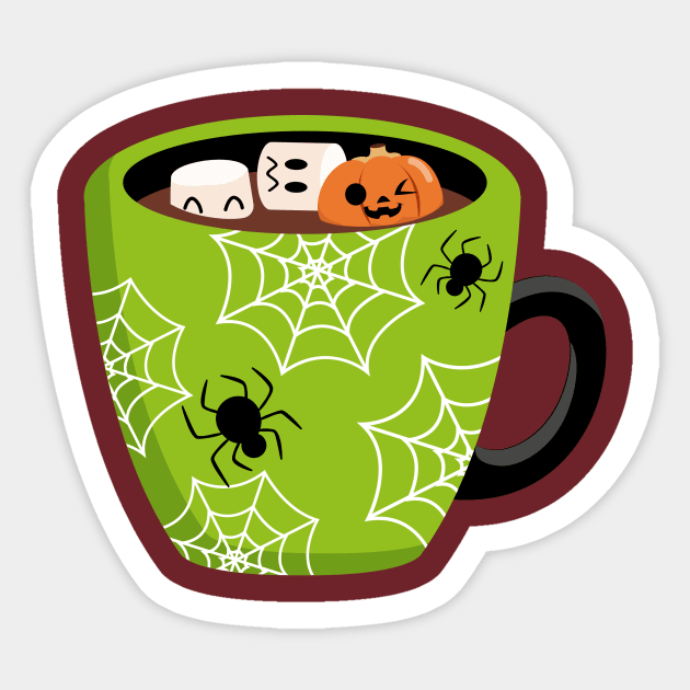 Haloloween Mug Scary T-shirt Sticker by AYOUCHKA